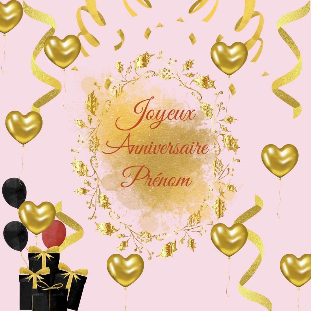 Générateur carte anniversaire avec ballons dorés et prénom personnalisé 🎉