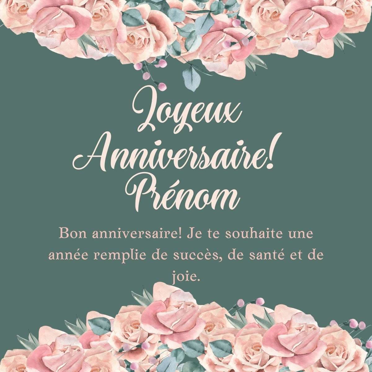 Bouquet de roses personnalisé avec prénom - carte Anniversaire personnalisable gratuite