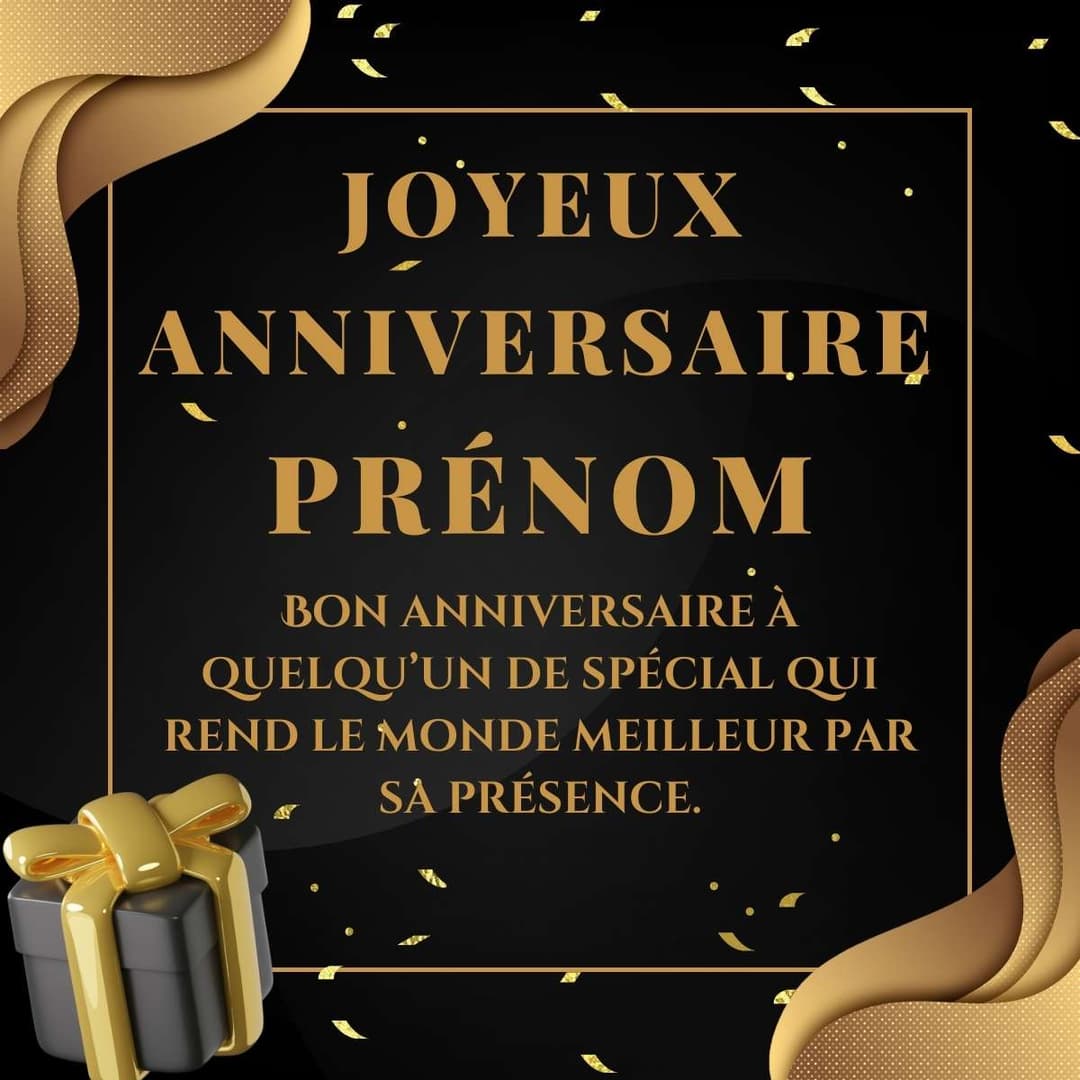 Crée carte anniversaire dorée prestigieuse avec prénom 👑