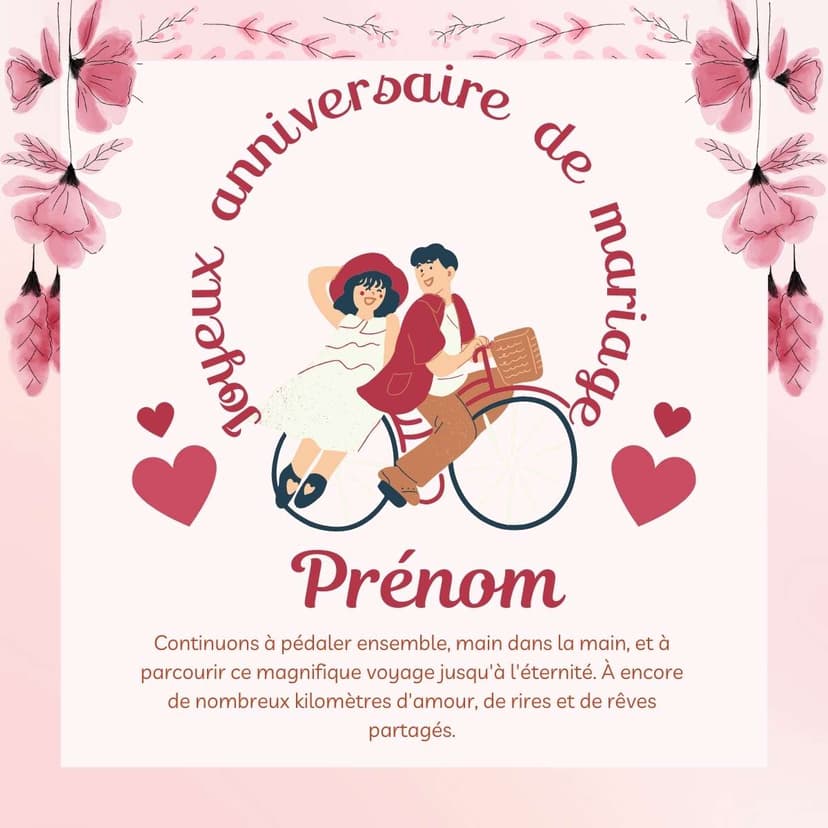 Félicitations mariage personnalisées avec prénoms