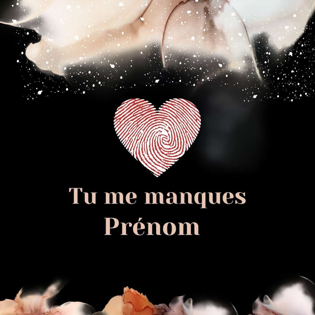 Image tu me manques émouvante avec prénom et cœur 💗