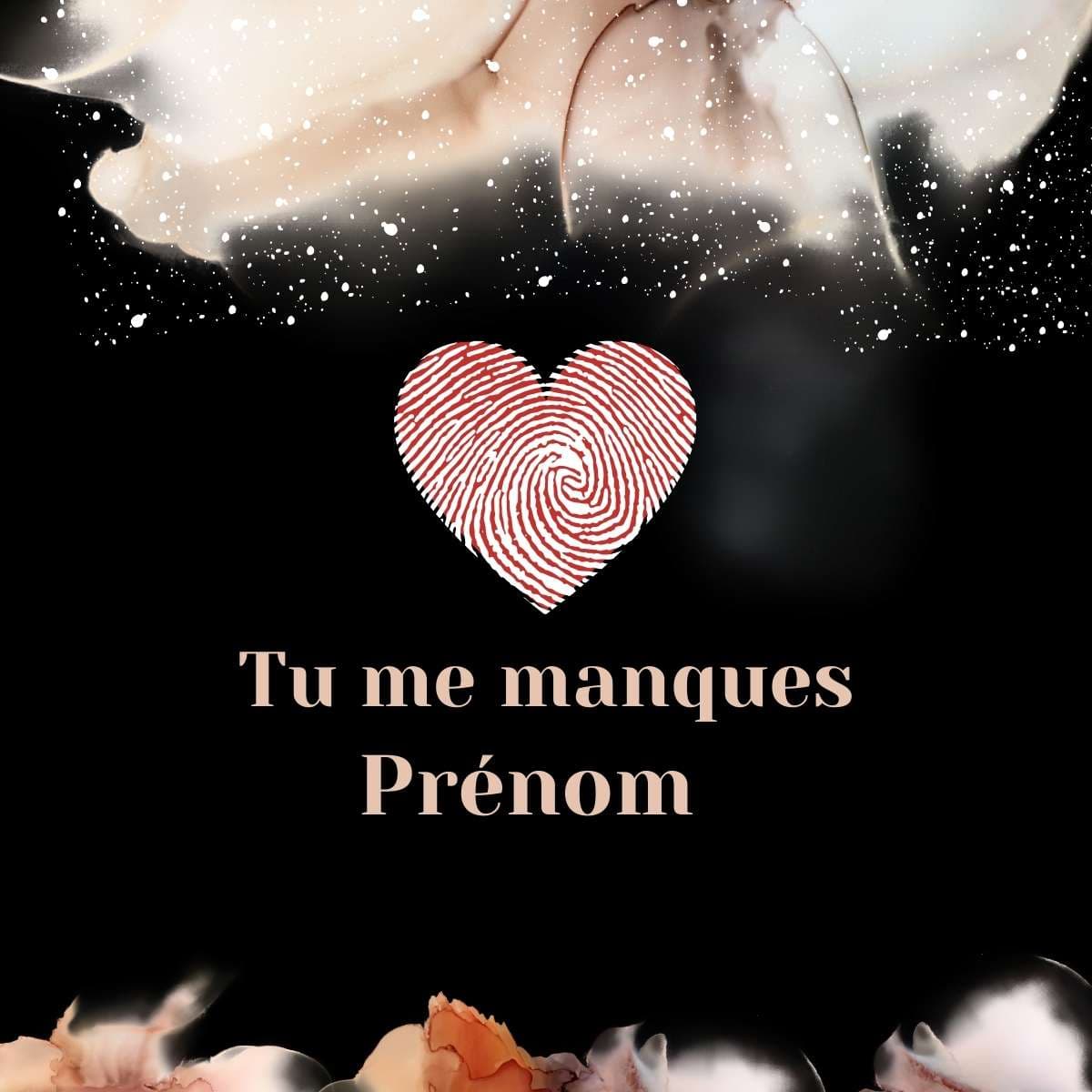 Tu me manques personnalisé avec prénom - carte Amour personnalisable gratuite