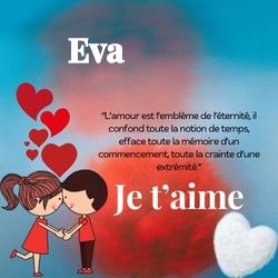 Générateur carte d'amour esthétique avec couple et prénom 💘 pour Eva - carte Cartes d'Amour & Saint-Valentin ❤️ personnalisée gratuite
