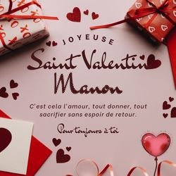 Image Saint-Valentin minimaliste avec prénom et cadeau 💝 Cartes Personnalisées Manon | Catégories