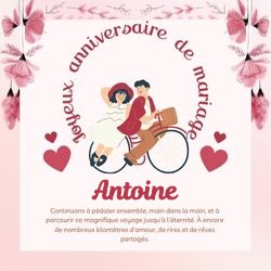 Crée carte anniversaire de mariage avec prénoms couple 💑 pour Antoine - carte Cartes d'Amour & Saint-Valentin ❤️ personnalisée gratuite