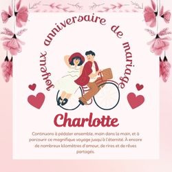 Crée carte anniversaire de mariage avec prénoms couple 💑 pour Charlotte - carte Cartes d'Amour & Saint-Valentin ❤️ personnalisée gratuite