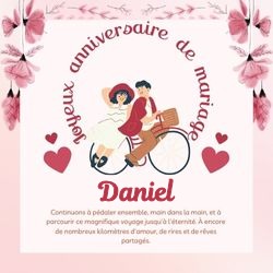 Crée carte anniversaire de mariage avec prénoms couple 💑 pour Daniel - carte Cartes d'Amour & Saint-Valentin ❤️ personnalisée gratuite