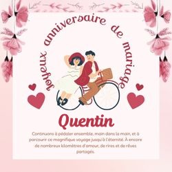 Crée carte anniversaire de mariage avec prénoms couple 💑 pour Quentin - carte Cartes d'Amour & Saint-Valentin ❤️ personnalisée gratuite