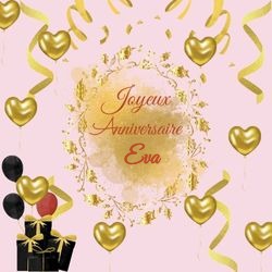 Générateur carte anniversaire ballons dorés avec prénom 🎉 pour Eva - carte Cartes d'Anniversaire Personnalisées 🎂 personnalisée gratuite
