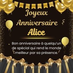 Carte anniversaire noire élégante avec ton prénom 🖤 Cartes Personnalisées Alice | Catégories