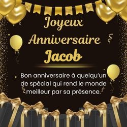 Carte anniversaire noire élégante avec ton prénom 🖤 Cartes Personnalisées Jacob | Catégories