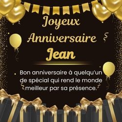 Carte anniversaire noire élégante avec ton prénom 🖤 Cartes Personnalisées Jean | Catégories