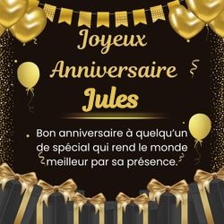 Carte anniversaire élégante noire à personnaliser avec prénom 🖤 Cartes Personnalisées Jules | Catégories