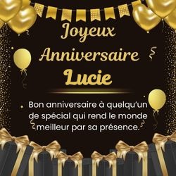 Carte anniversaire élégante noire à personnaliser avec prénom 🖤 Cartes Personnalisées Lucie | Catégories