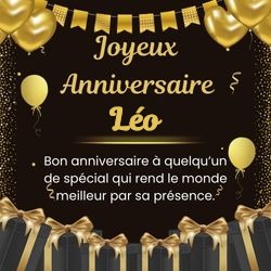Carte anniversaire élégante noire à personnaliser avec prénom 🖤 Cartes Personnalisées Léo | Catégories