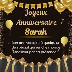 Carte anniversaire élégante noire à personnaliser avec prénom 🖤 Cartes Personnalisées Sarah | Catégories