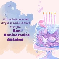 Crée ta carte anniversaire avec prénom et gâteau personnalisé 🎂 pour Antoine - carte Cartes d'Anniversaire Personnalisées 🎂 personnalisée gratuite