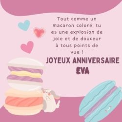 Générateur carte anniversaire macarons colorés avec prénom 🍰 pour Eva - carte Cartes d'Anniversaire Personnalisées 🎂 personnalisée gratuite