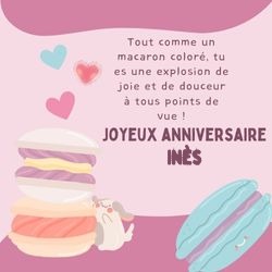 Générateur carte anniversaire macarons colorés avec prénom 🍰 Cartes Personnalisées Inès | Catégories