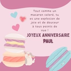 Générateur carte anniversaire macarons colorés avec prénom 🍰 Cartes Personnalisées Paul | Catégories