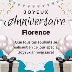 Carte anniversaire noir et blanc moderne avec prénom 🎁 Cartes Personnalisées Florence | Catégories
