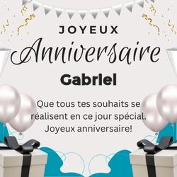 Carte anniversaire noir et blanc moderne avec prénom 🎁 Cartes Personnalisées Gabriel | Catégories