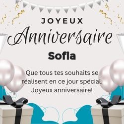 Carte anniversaire noir et blanc moderne avec prénom 🎁 pour Sofia - carte Cartes d'Anniversaire Personnalisées 🎂 personnalisée gratuite