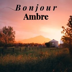 Image bonjour champêtre avec vue villageoise et prénom 🌄 Cartes Personnalisées Ambre | Catégories