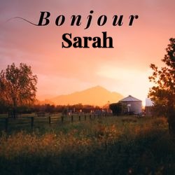 Image bonjour champêtre avec vue villageoise et prénom 🌄 pour Sarah - carte Messages Bonjour Personnalisés ☀️ personnalisée gratuite